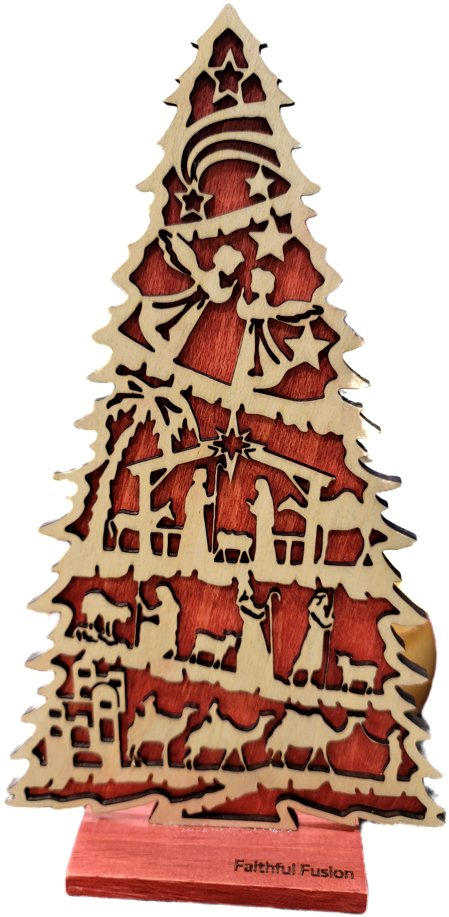 wooden nativity tree