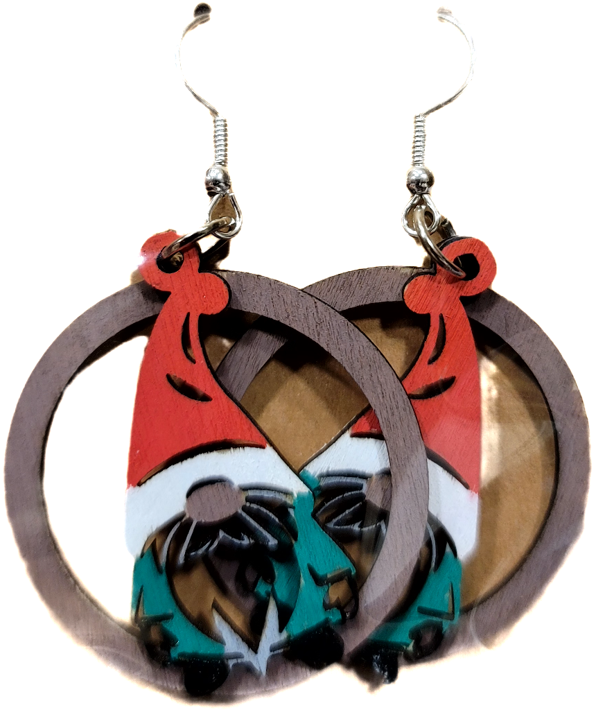 christmas gnome earrings
