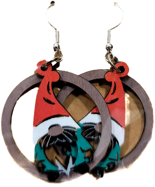 christmas gnome earrings